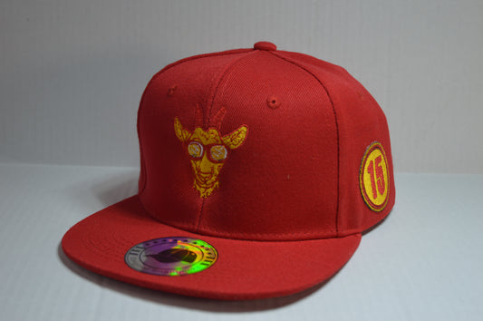 Red and Gold Goat Logo snapback - Black Hat Inspired by #15 Patrick Mahomes