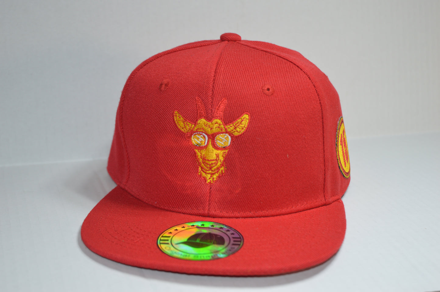 Red and Gold Goat Logo snapback - Black Hat Inspired by #15 Patrick Mahomes