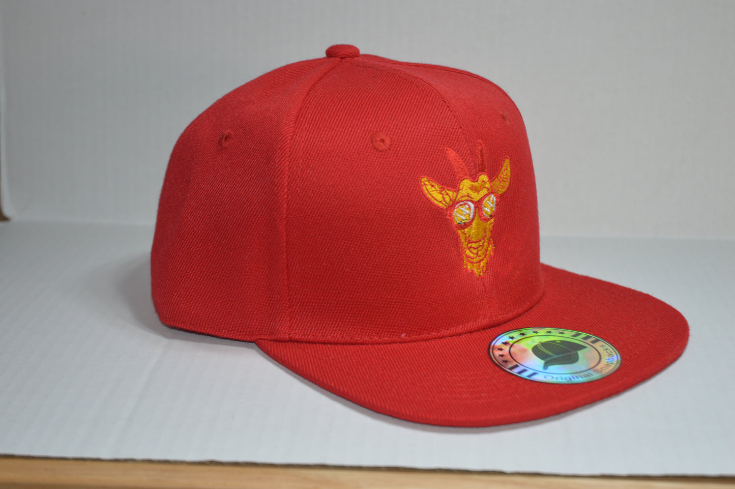 Red and Gold Goat Logo snapback - Black Hat Inspired by #15 Patrick Mahomes