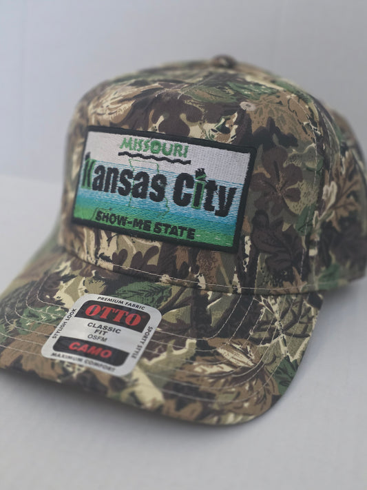 Camo Kansas City License Plate Velcro Strap Hat