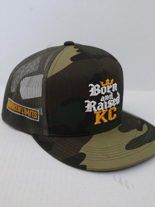 Born & Raised KC – 3D Puff Camo Mesh Trucker Hat